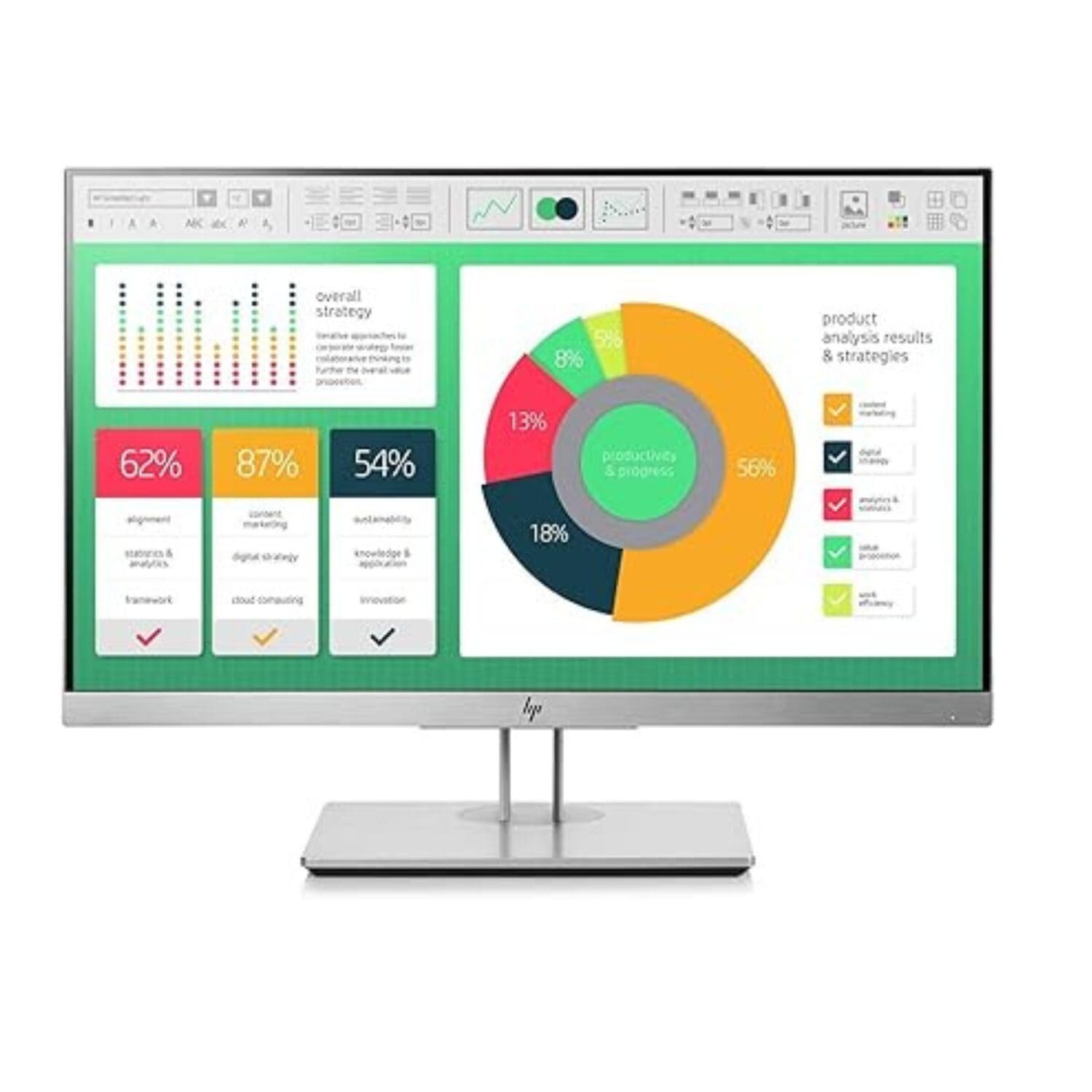 HP E223 22-inch EliteDisplay FHD Monitor – Refurbished – Front View